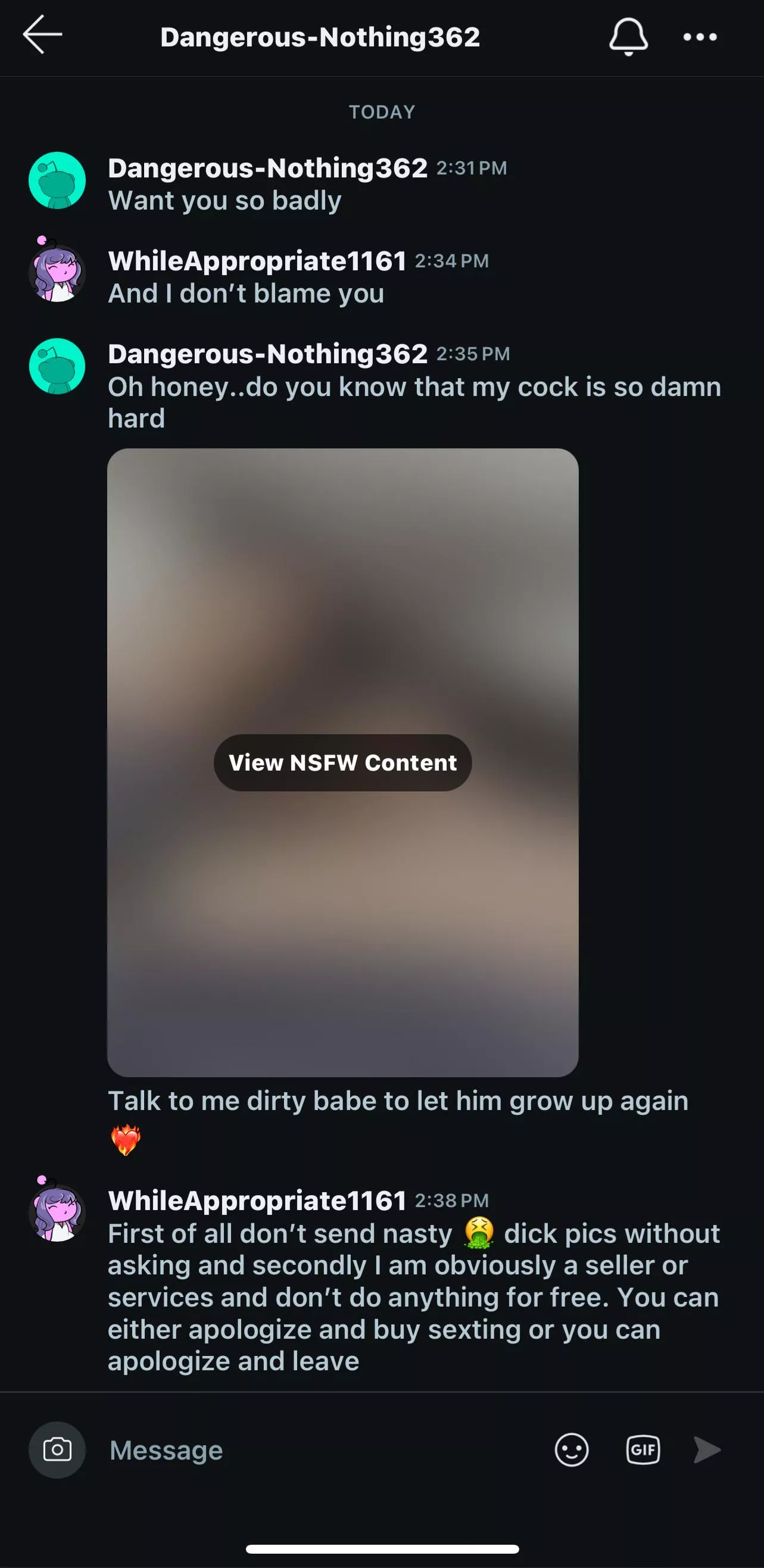 Dangerous-Nothing 362  block him before he waste your time 