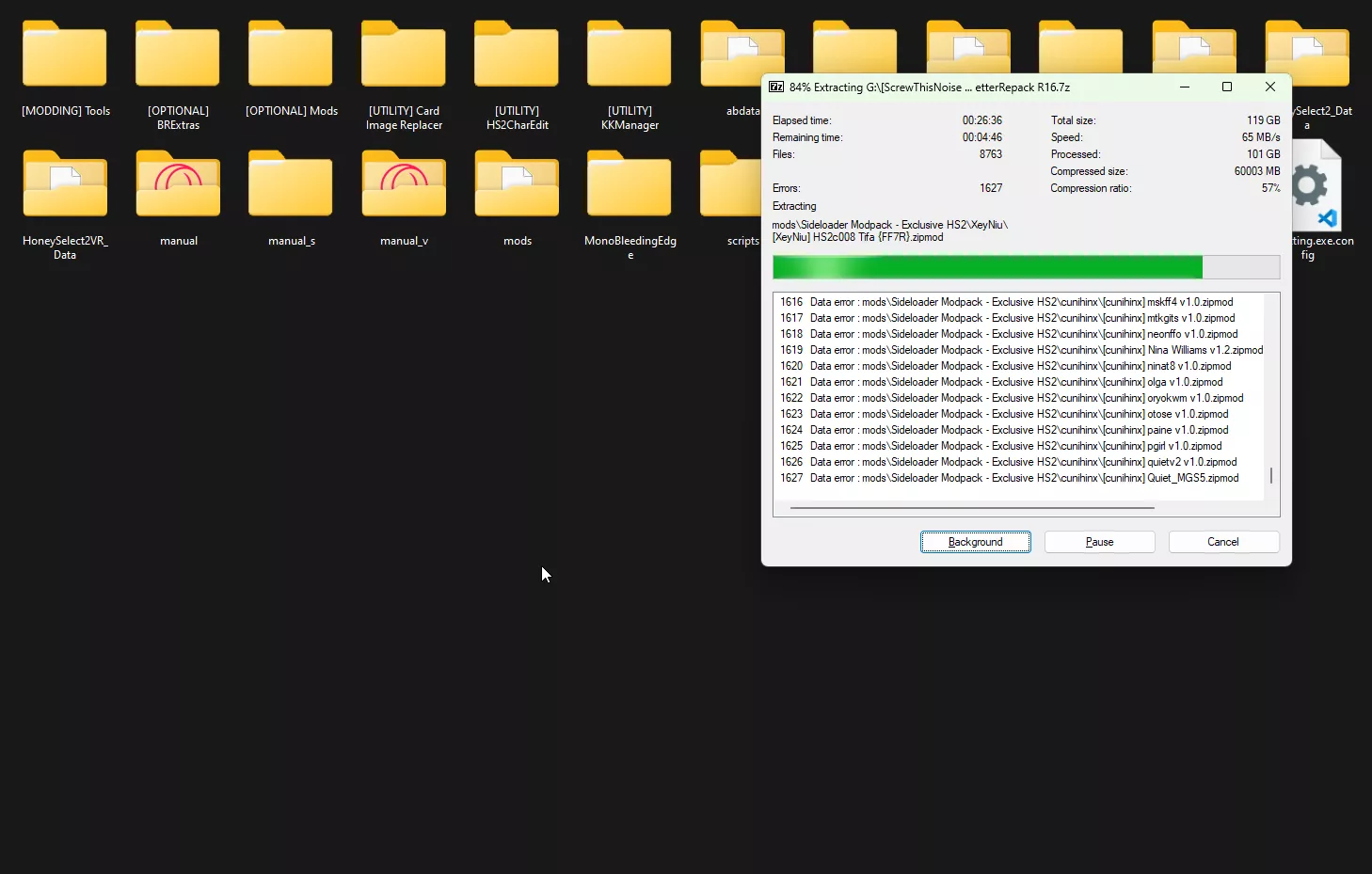 Data error - HS2 DX R16 (Both Winrar & 7-zip don't work) What should i do?