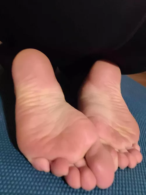 Just finished yoga... my pink soles are ready for you. Like what you see?