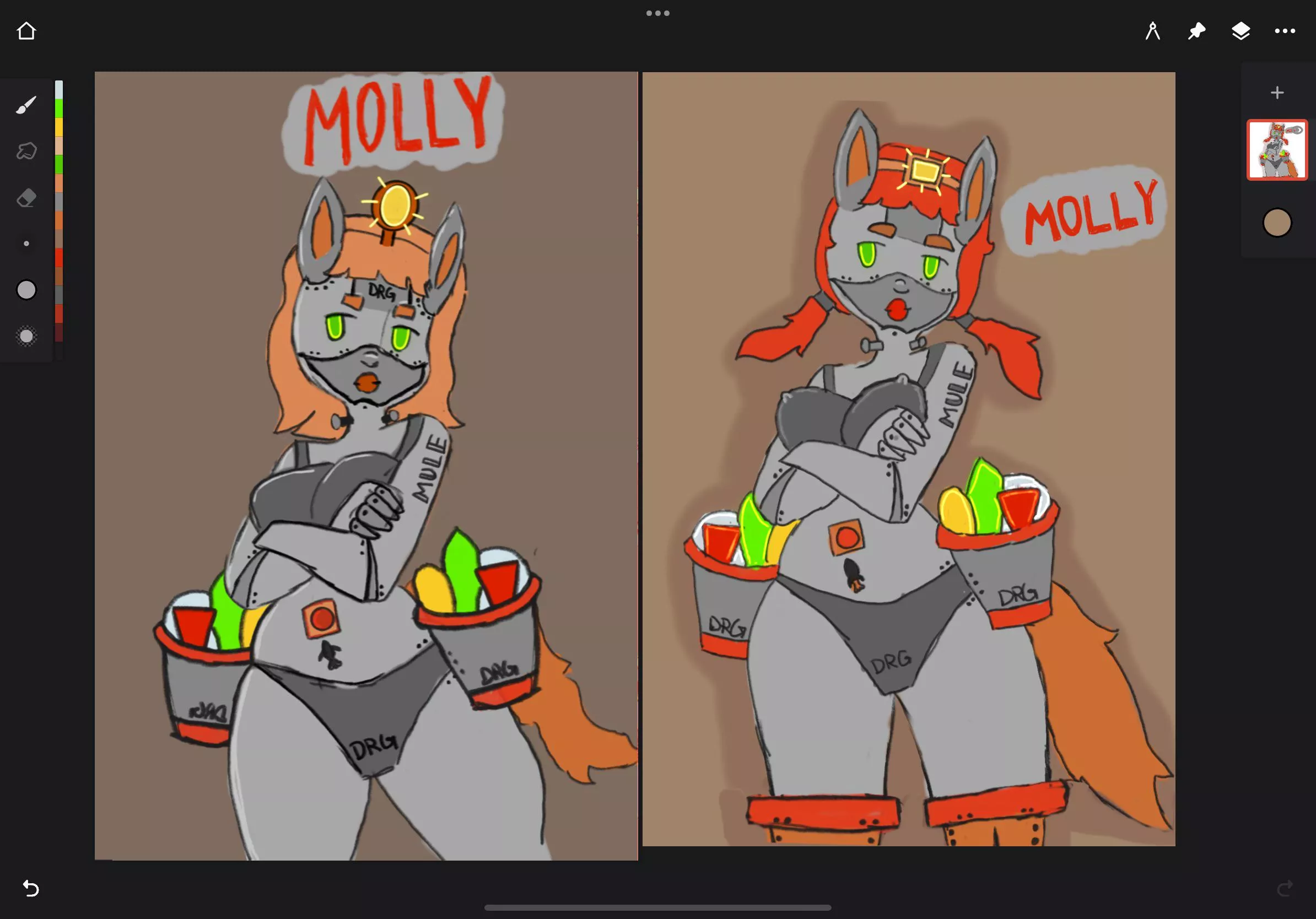 My boyfriend drew these and wants advice on how to make them look more like Molly