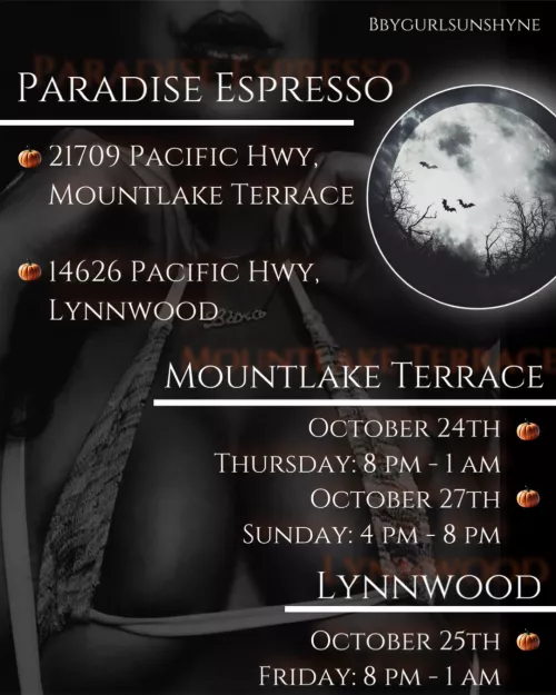 Trick or treat, babe? 👻 🎃🖤 Come see me in my super tiny Halloween fits and let me brew you something sinful and oh-so-nice. Who’s ready for a taste of temptation? 😉☕  follow my Instagram @bbygurlsunshyne