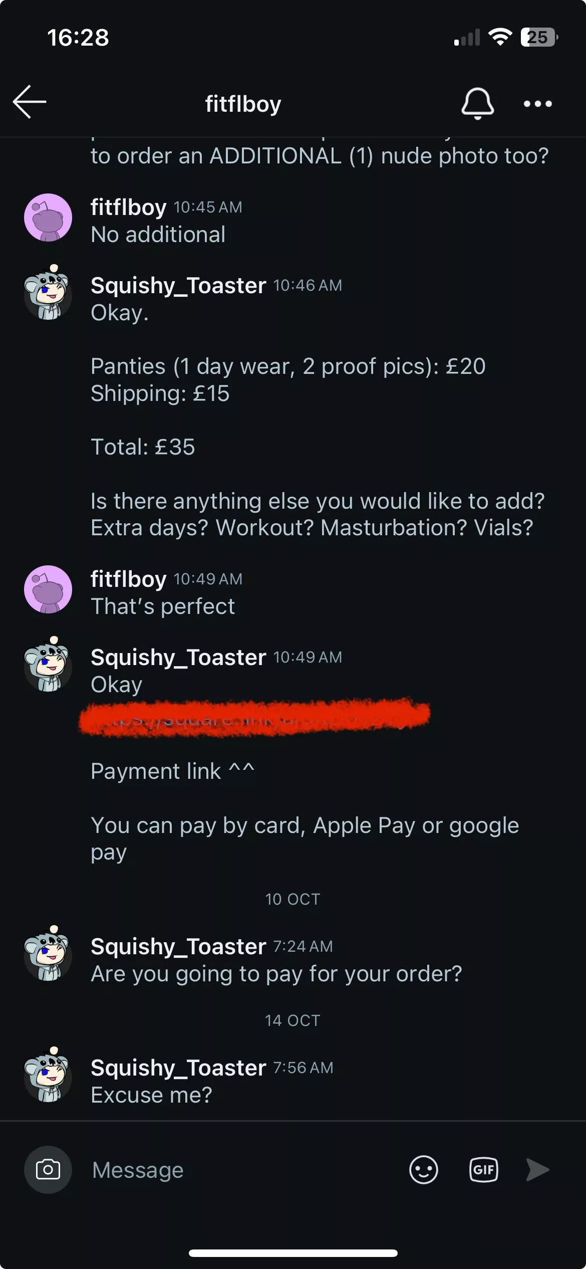 U/fitflboy made an order and never paid for it. Time waster. 