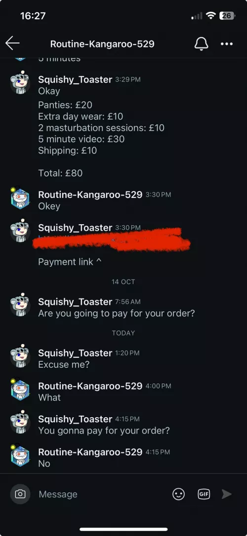 U/Routine-Kangaroo-529 made order and then didn’t pay for it. Time waster. 