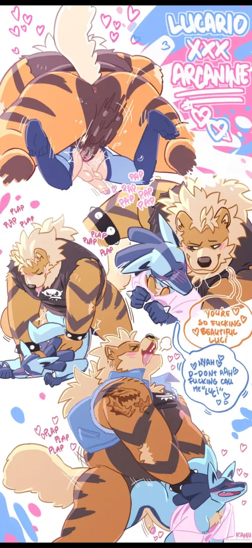Arcanine × Lucario (@KamuDragon)