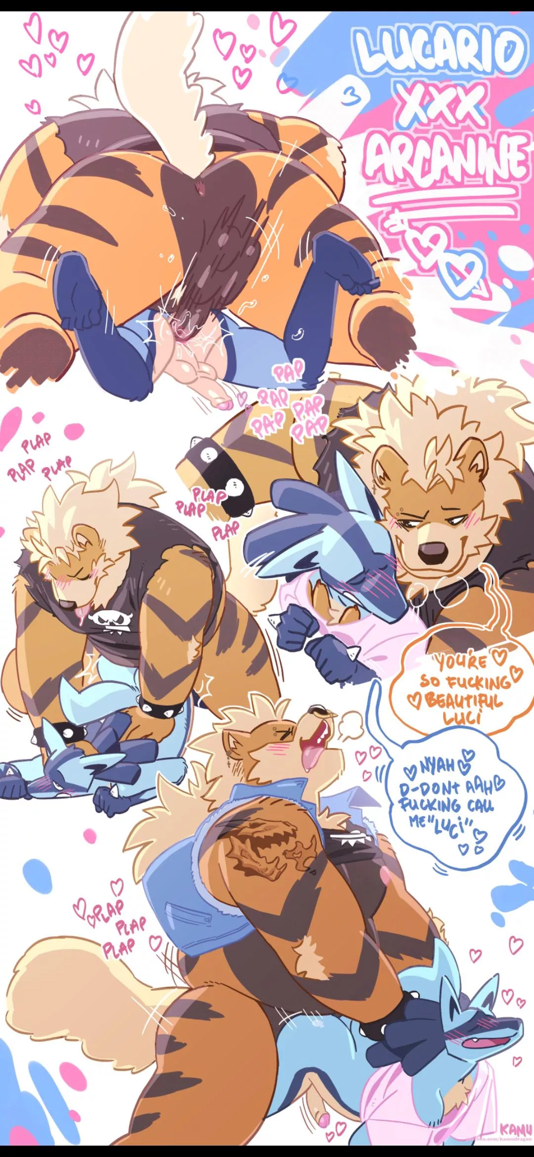 Arcanine × Lucario (@KamuDragon)