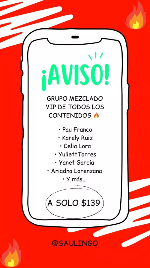 Grupo VIP de contenido mezclado de Pau Franco, Karely Ruiz, Celia Lora, Yanet García, Yuliett Torres, Ariadna Lorenzana y más… 🔥 MANDEN MENSAJE PARA MAS INFORMACIÓN 👌🏻