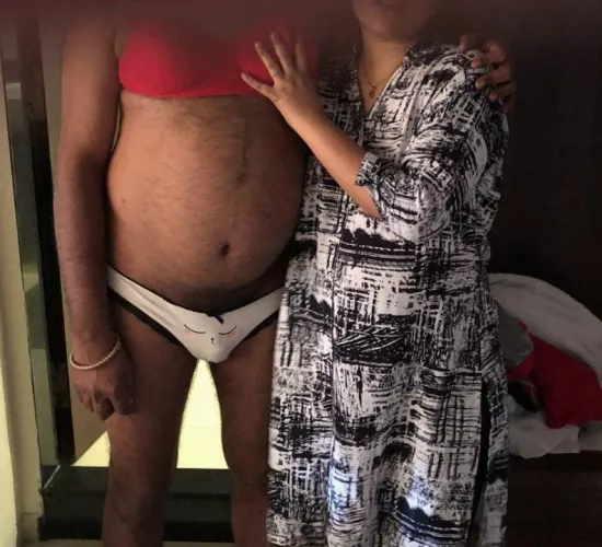 Locktober - 1st ever physical check this month. She made me wear her bra, panties and bangles 