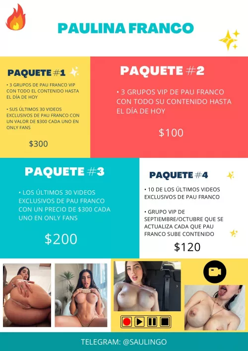 Paquetes del contenido de Pau Franco 🔥 MANDEN MENSAJE PARA MÁS INFO 👌🏻