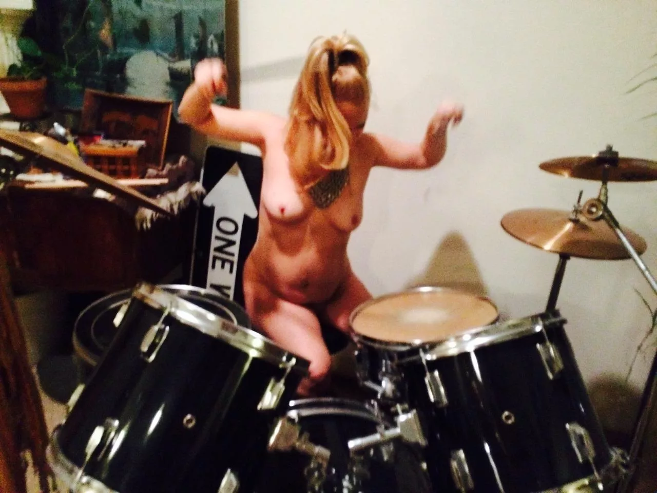 This is a woman who's so loud and active that even her sticks get exhausted!