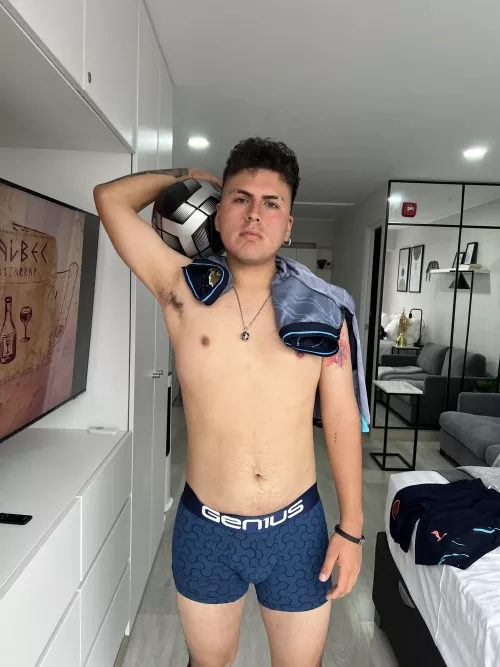 this soccer player bulge shows up real good in my underwear and in my shorts when I’m out on the field