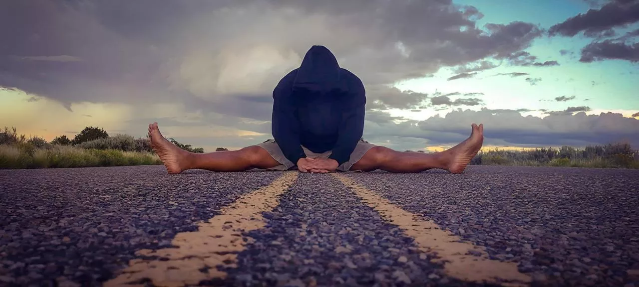 Checking my flexibility. Imagine if I did this naked, what else would you see. My toes curl real nice too.