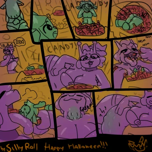 {comic} + {image} Halloween comic: Treat or Treat (OC, by me, Silly Roll)