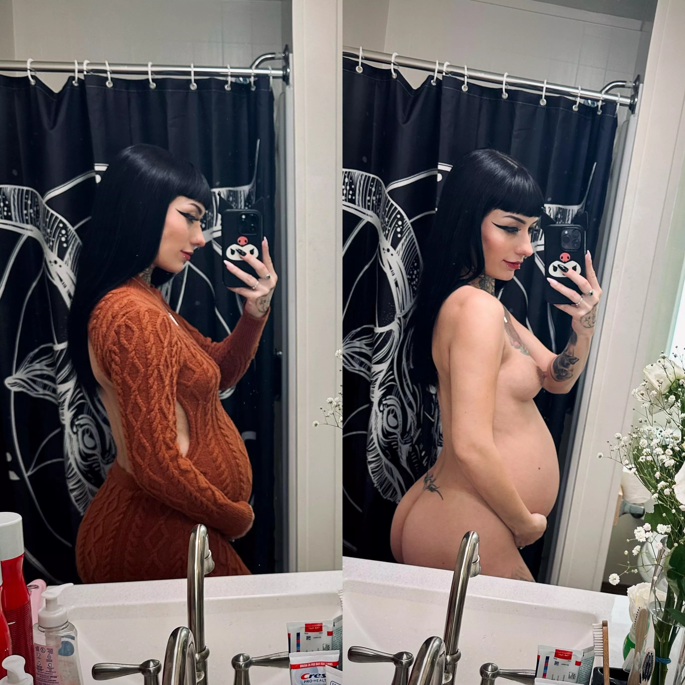 Just a goth babe that was built for breeding.🖤 30 weeks pregnant today!