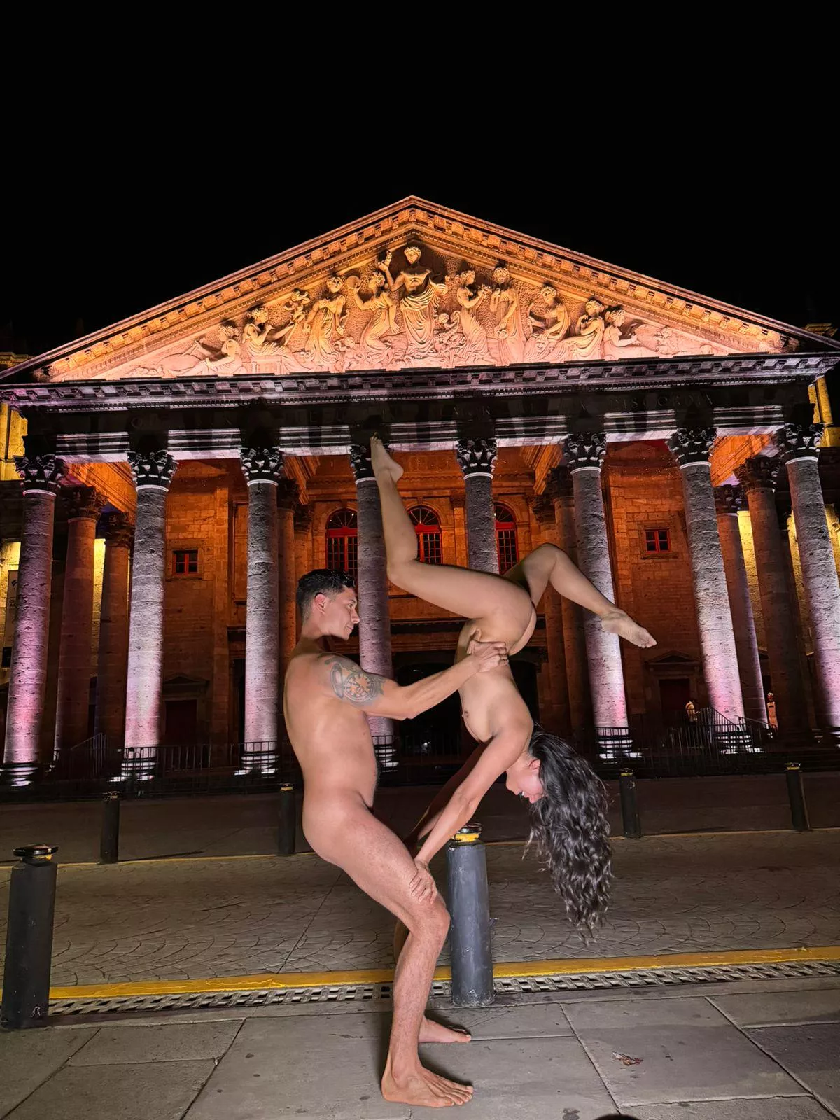 Some acro at a nudist event/protest! 