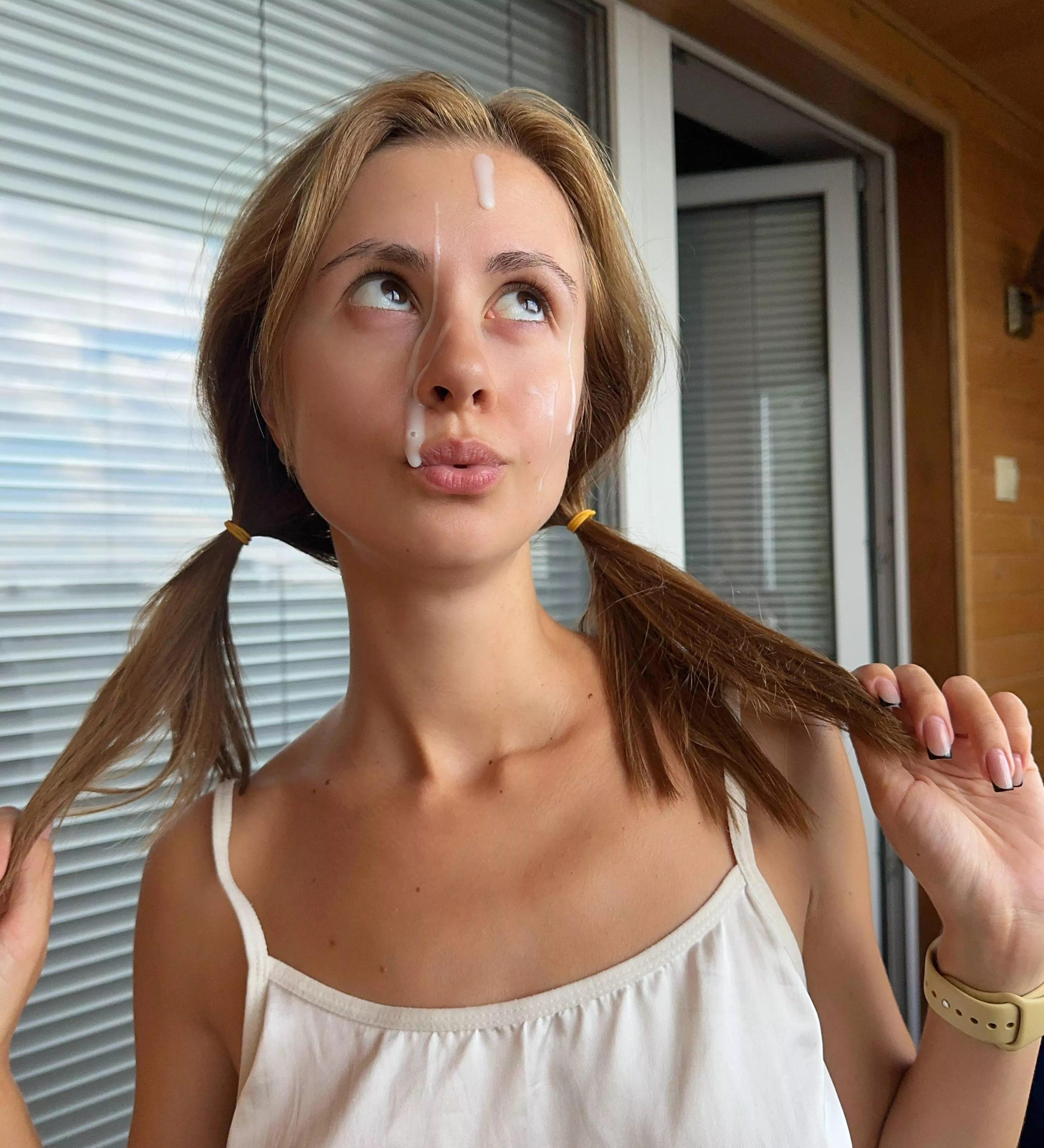 Thick cum covering my young face