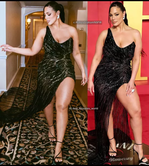Thunder thighs and seductive cleavage of Ashley Graham