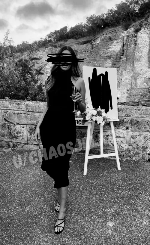 Today’s date. Looking like a snack. At the reception as I post this while her nails brush against my suit pants making me hard 😈 (mf) I don’t drink so there will be some road head happening tonight 😂👸👌🏻