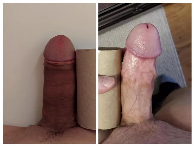 Uncut vs cut toilet paper roll cock comparison