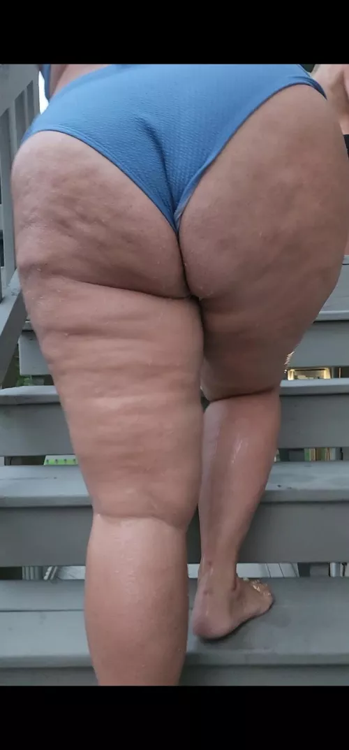 We have a ton more pictures. We don't post often, but if you guys like them we will post more. She loves the dirty comments about her fat ass. She has huge tits and a great belly too