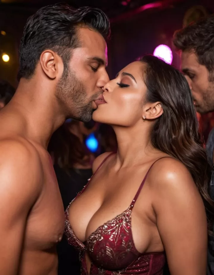 Ai Generated Realistic indians kissing in bar 