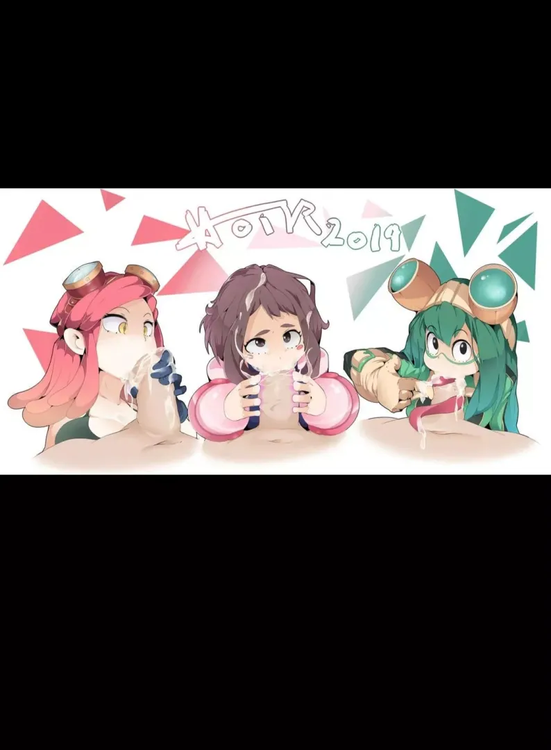Hatsune, Uraraka, and Tsuyu (Hotvr)
