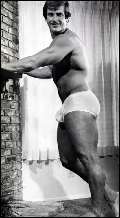 Vintage bodybuilder in briefs