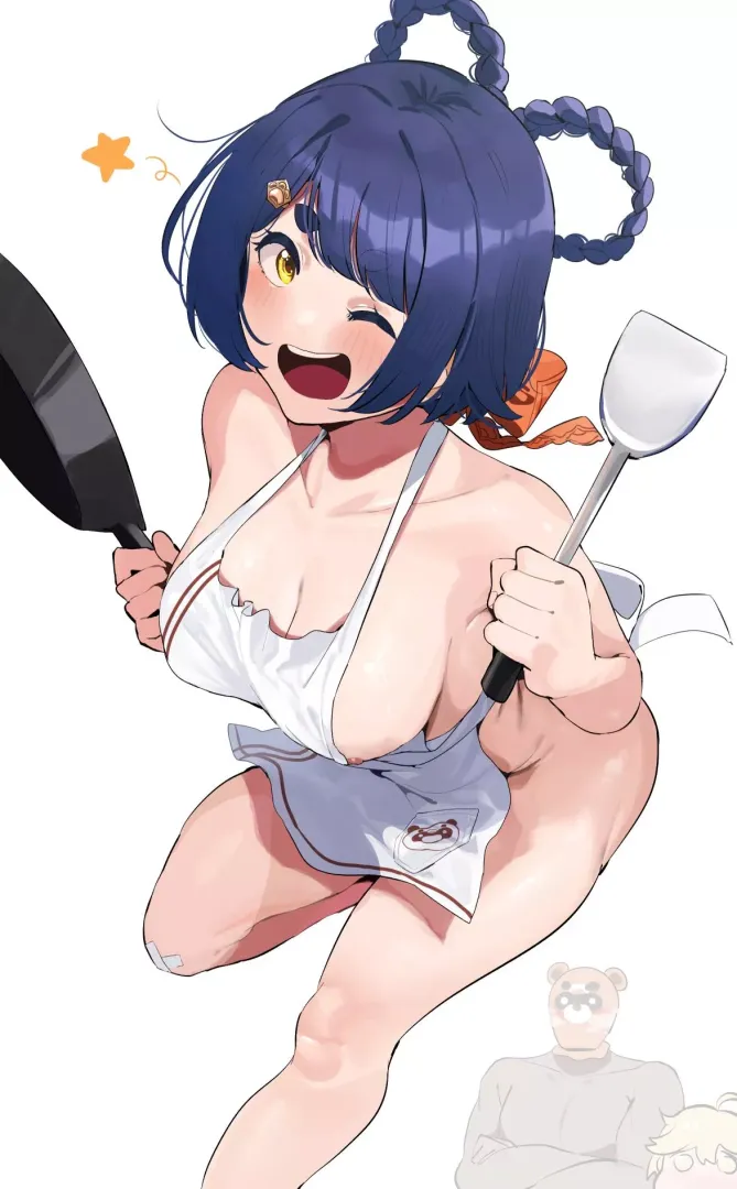 Xiangling showing her professional cooking skill