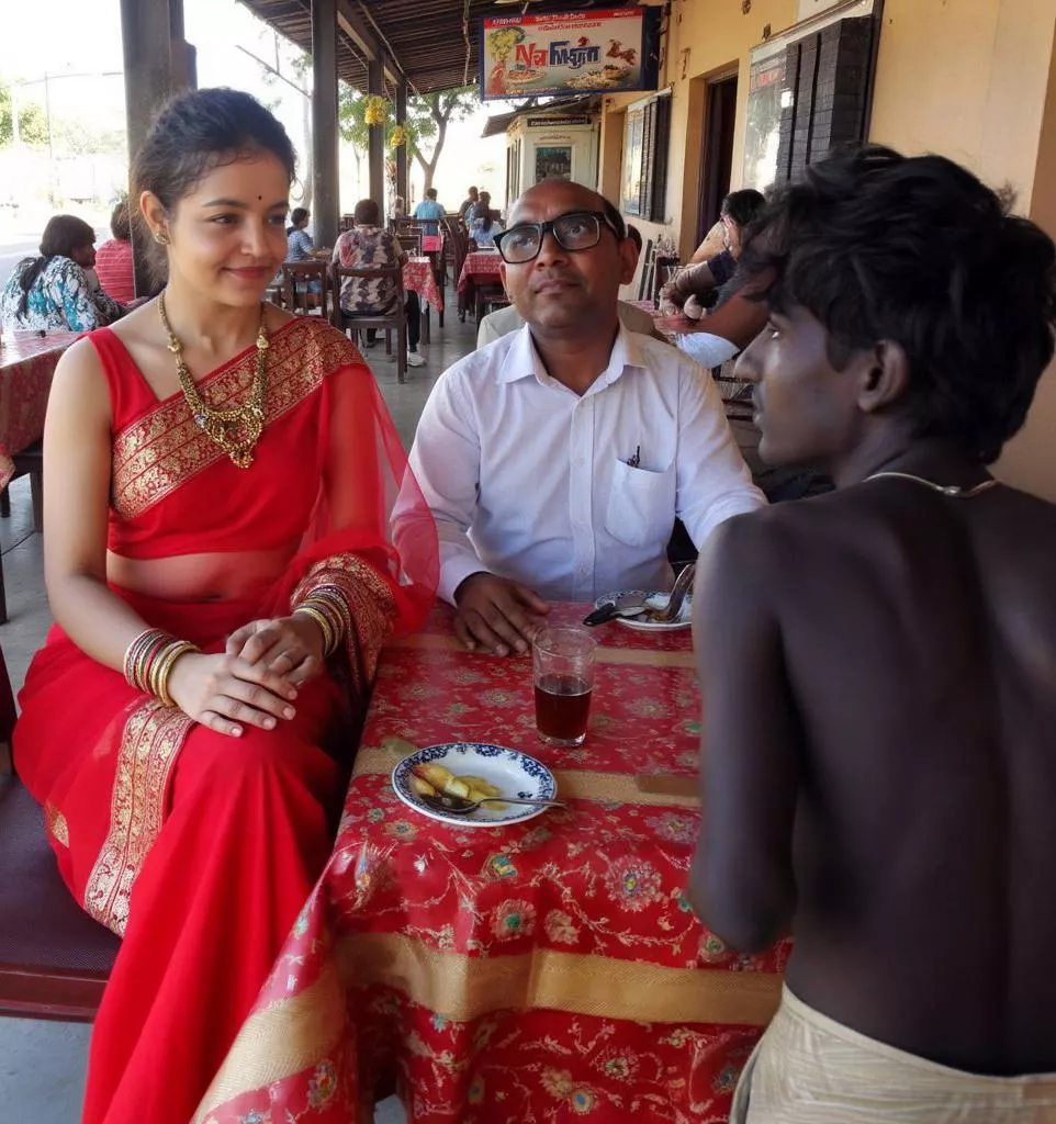You and your wife were going to a family function,but on the way you stopped at a dhaba and your wife took a liking to the young energetic waiter !
