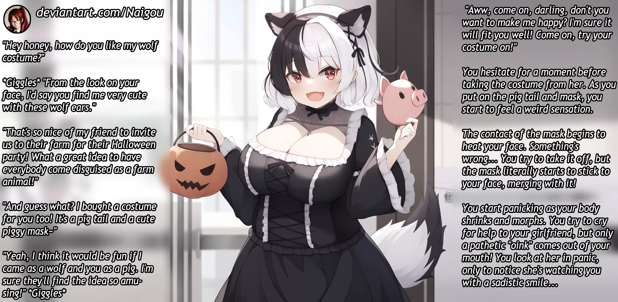 Become her pig for Halloween Part1 [commission][femdom][pig TF][transformation][pet play]