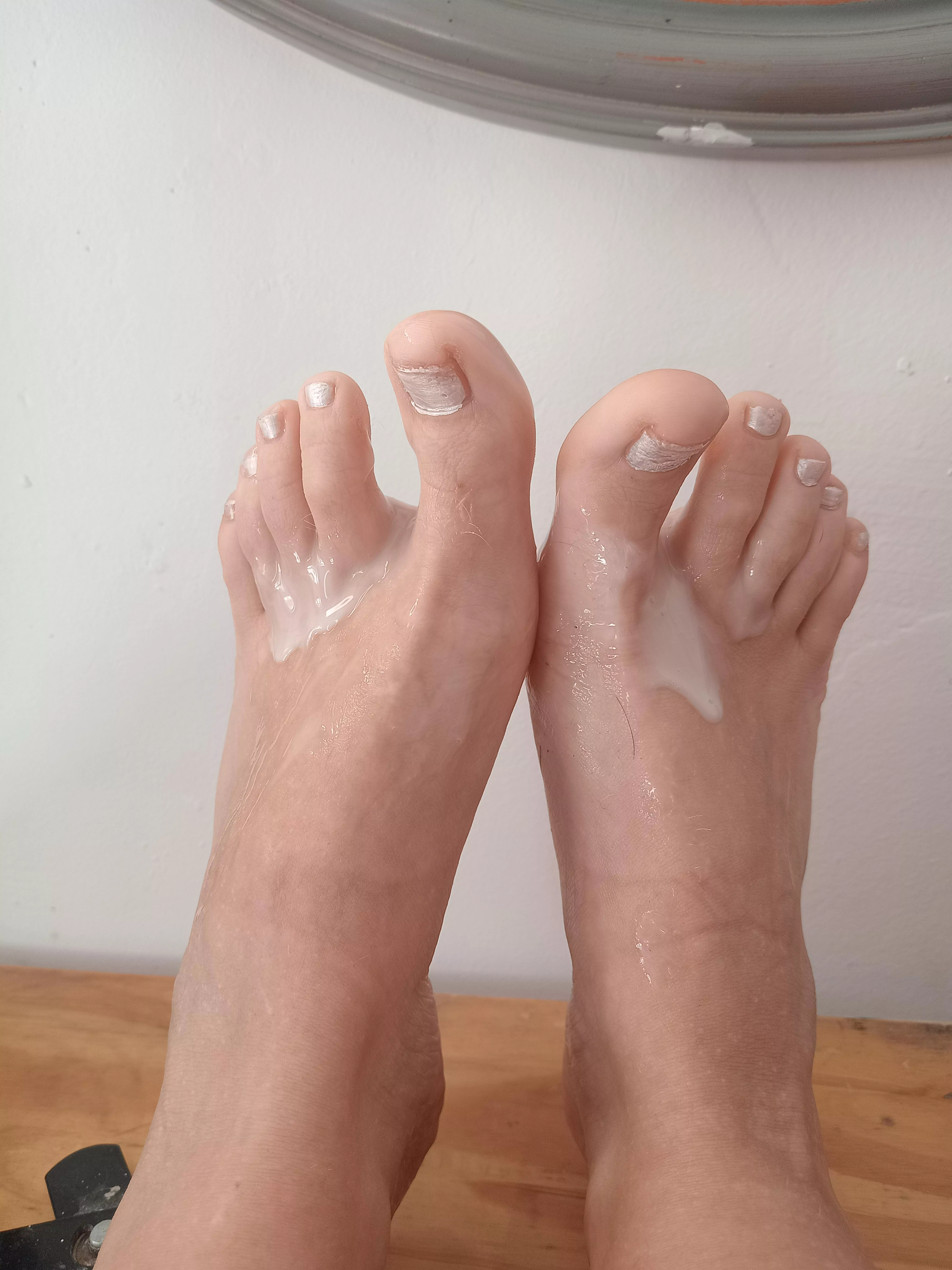 Big loads on my feet, the only way you can clean it is by licking them 