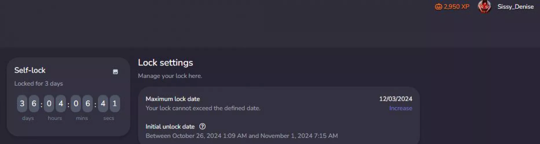 Each Upvote for next 7 days increase my chastity max by 1 day.