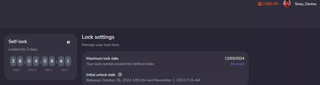 Each Upvote for next 7 days increase my chastity max by 1 day.