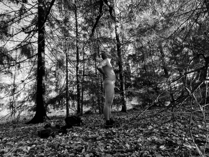 It's so nice to just throw off your clothes when you're in the woods.