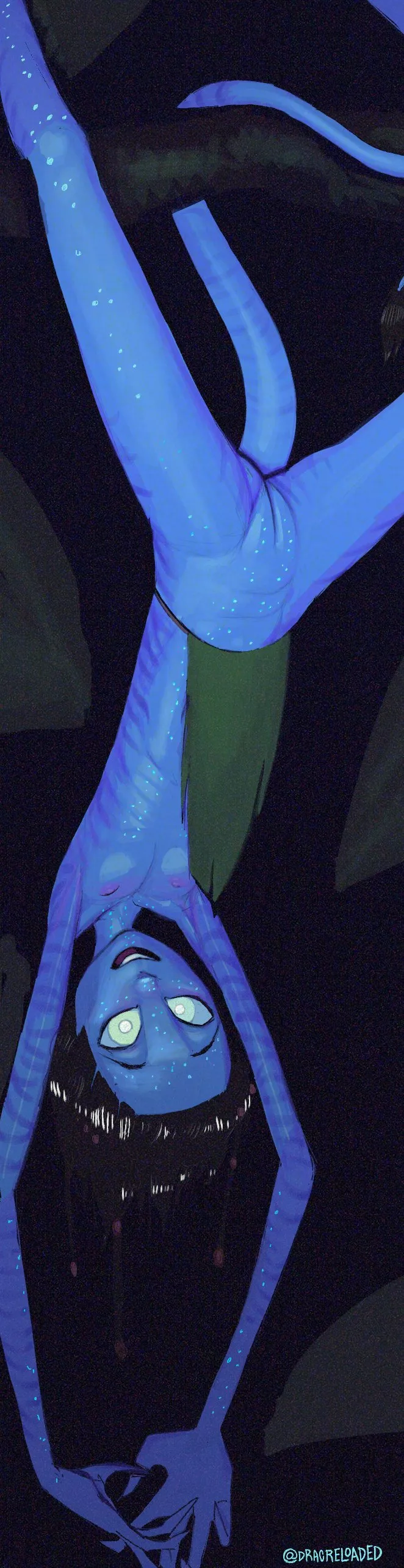 Kiri hanging from a tree by her tail (DracReloaded)