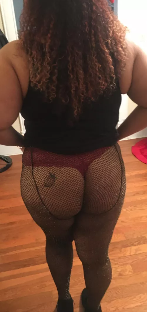 My thong under fishnets