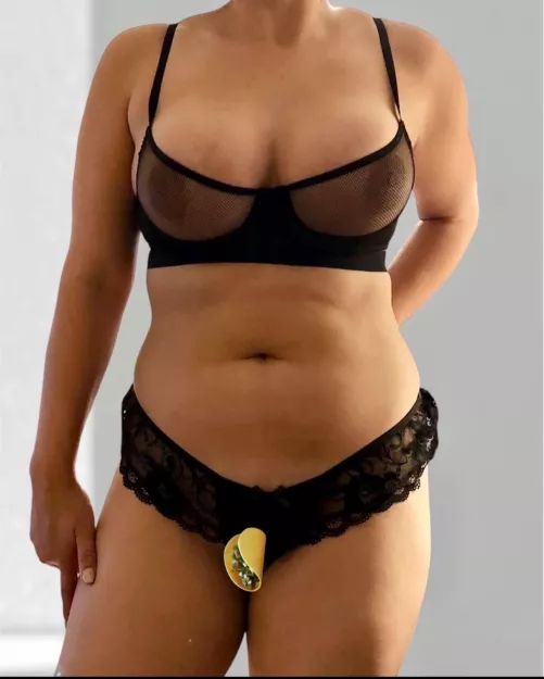 Sheer bra and dark areolas is a look 