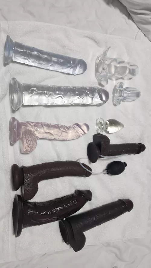 Started working out of town about 4 months ago and had no toys with me. This is the full collection as of now