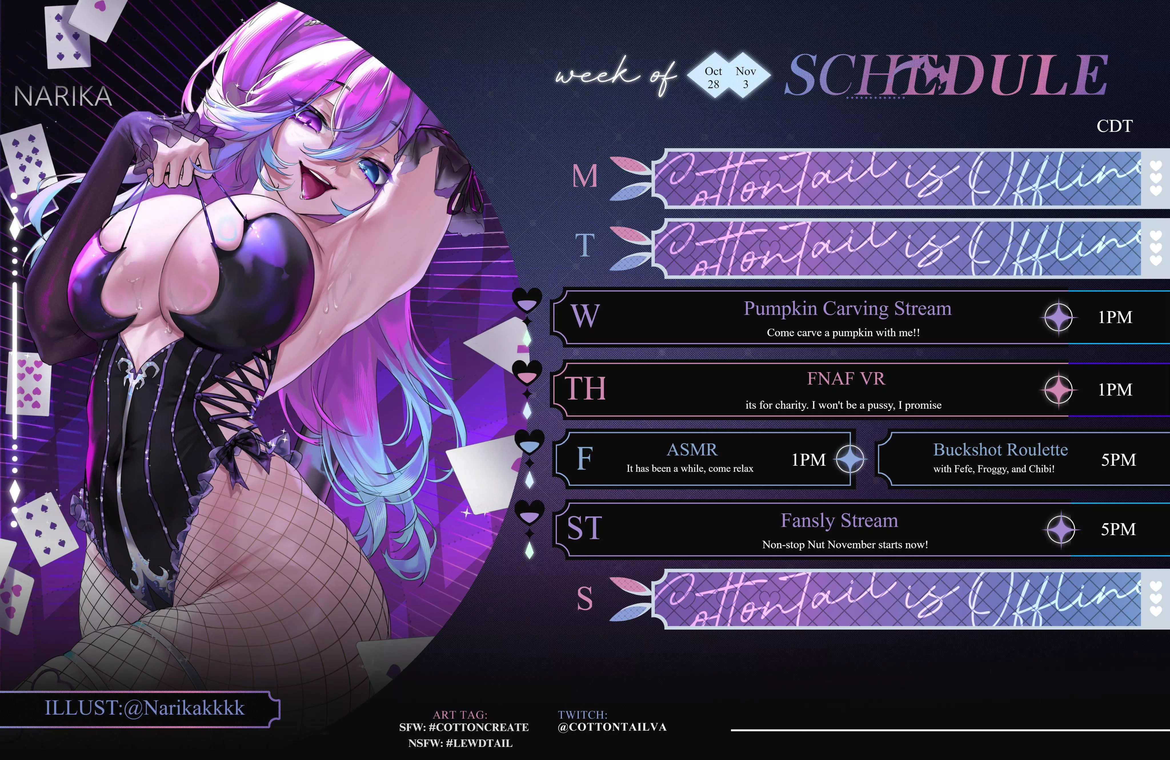 Stream Schedule: Oct 28 - Nov 3