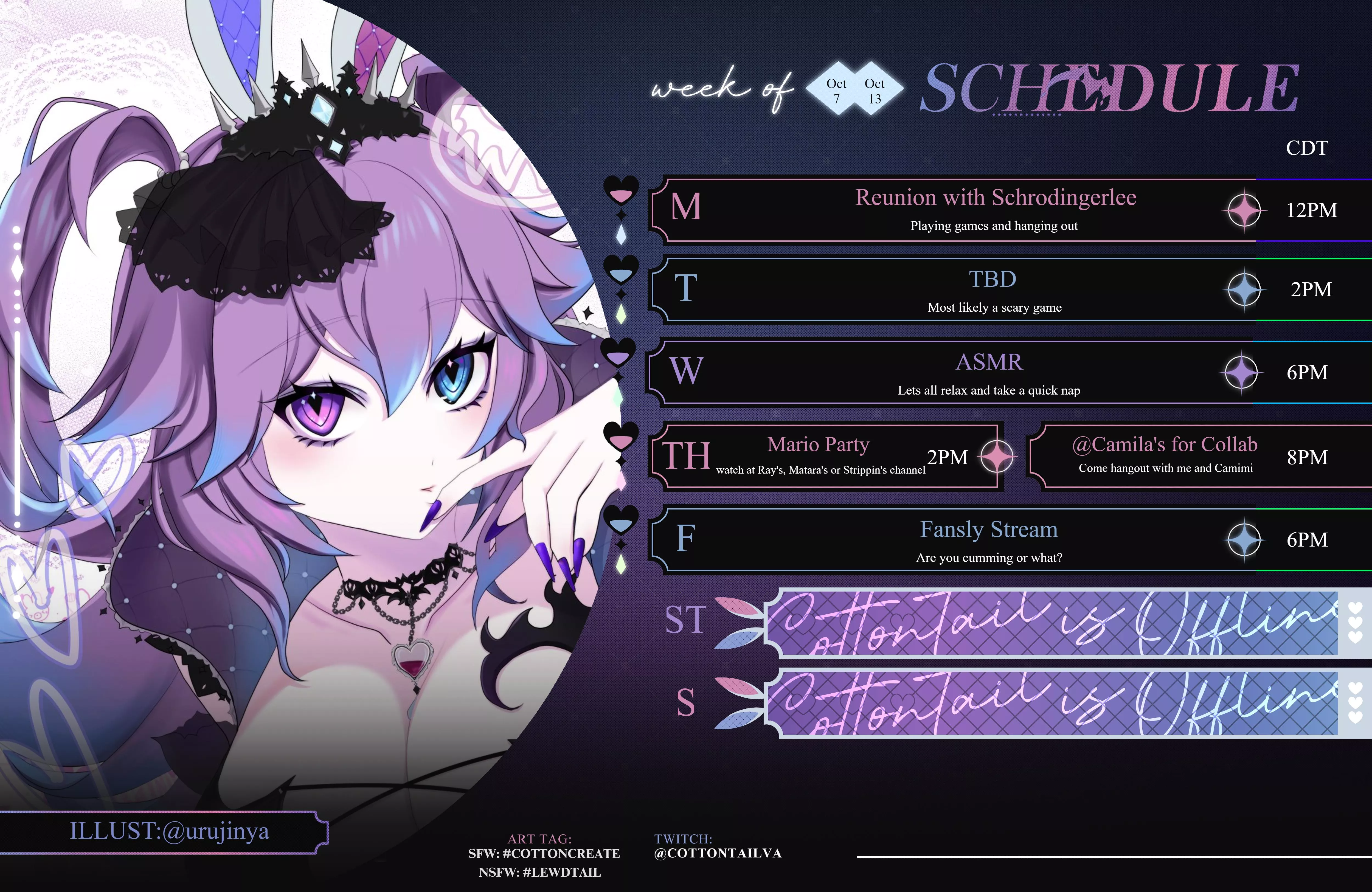 Stream Schedule: Oct 7 - 13