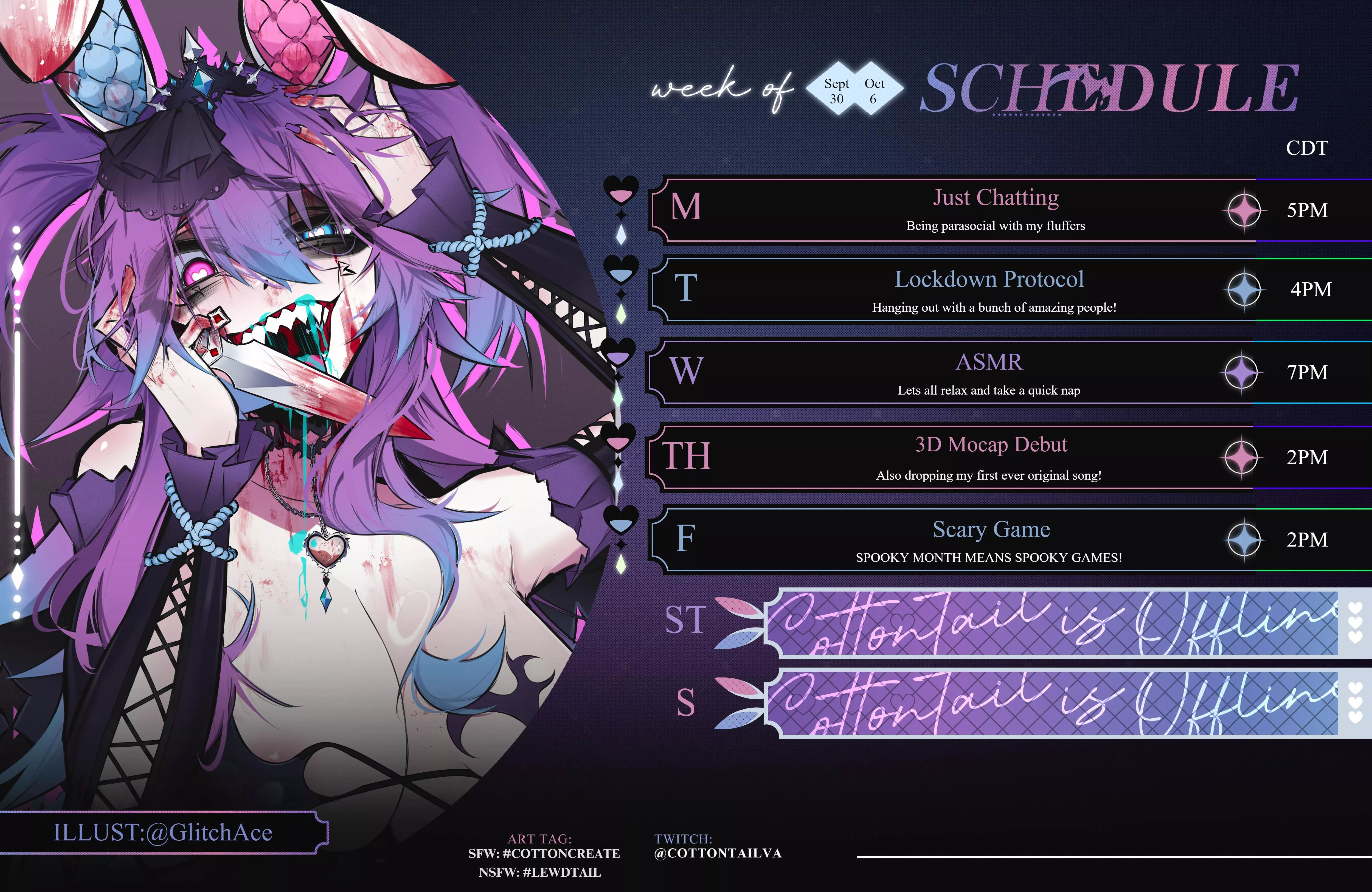 Stream Schedule: Sept 30 - Oct 6