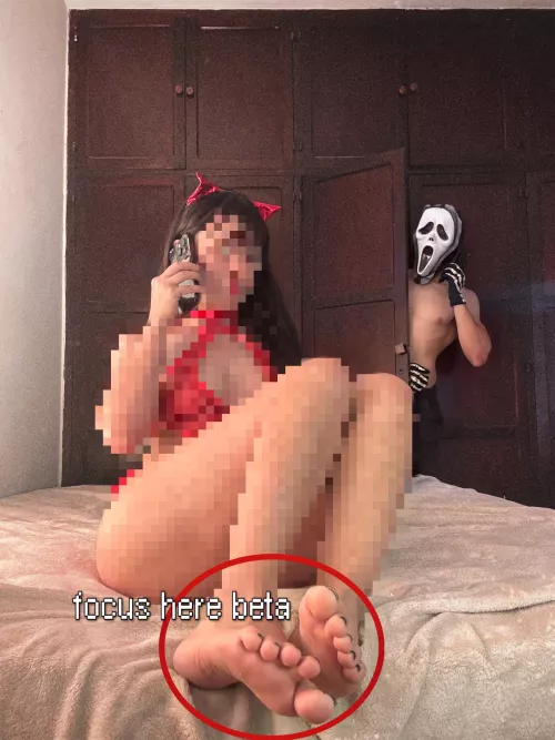 Keep your focus on my feet, while I have fun with a real man