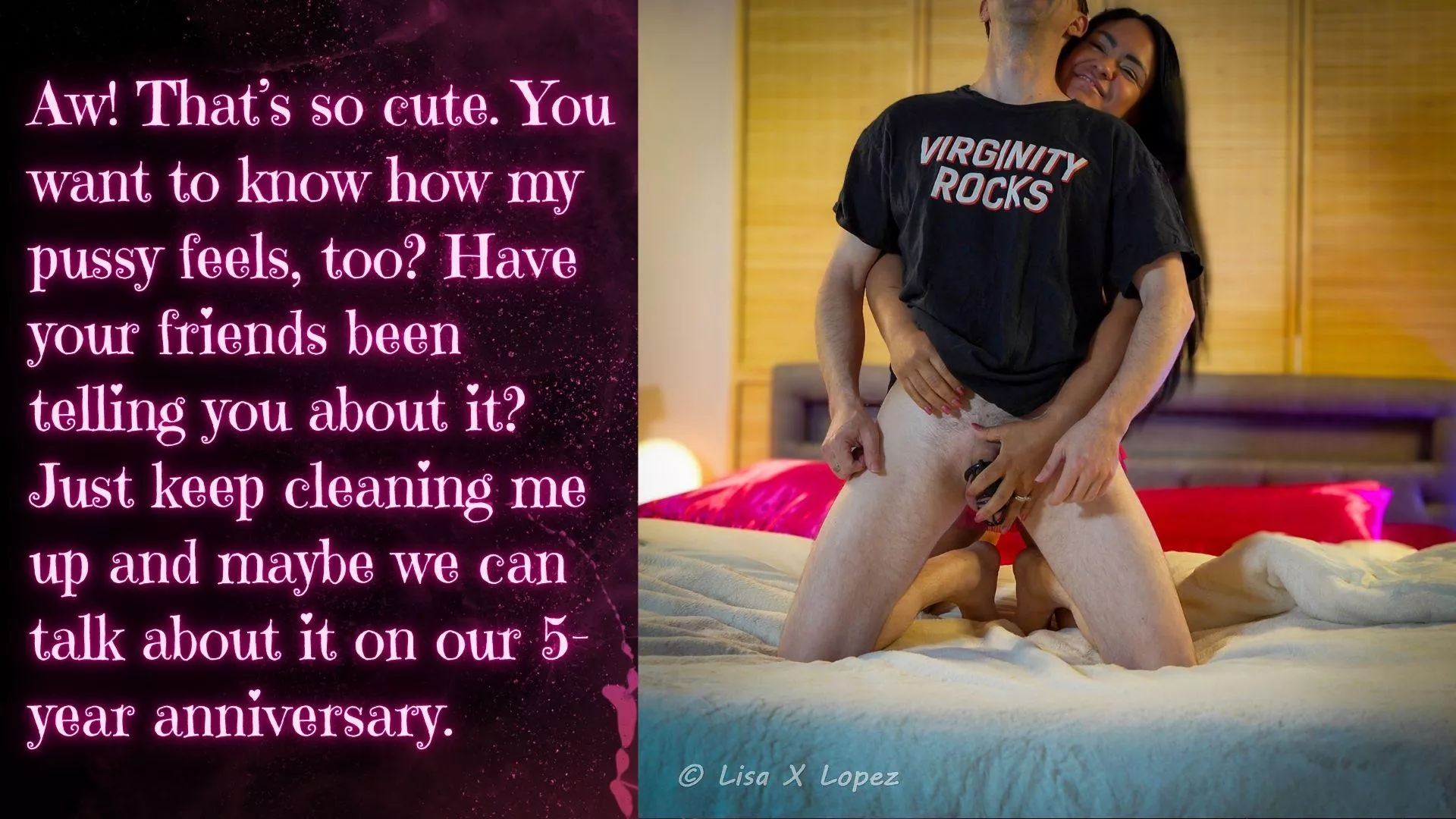 Mom tried to warn you about that slutty girl with big tits, but you just had to chase tail. Now she's giving it up for your friends, while you're her cunt-licking, virgin simp...