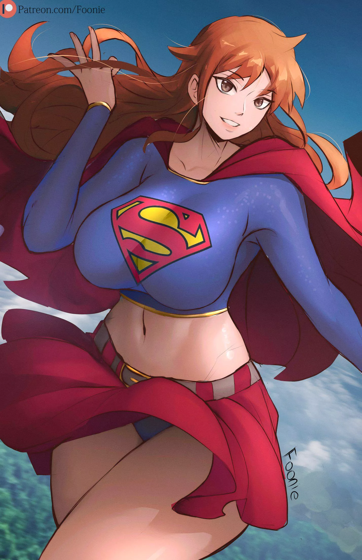 Nami Cosplaying Supergirl [One Piece X DC Comics] (Foonie)