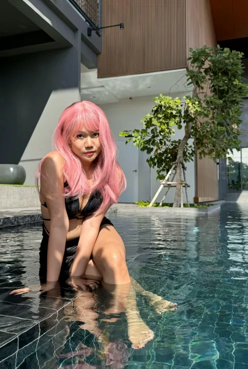 Pink head in two-piece