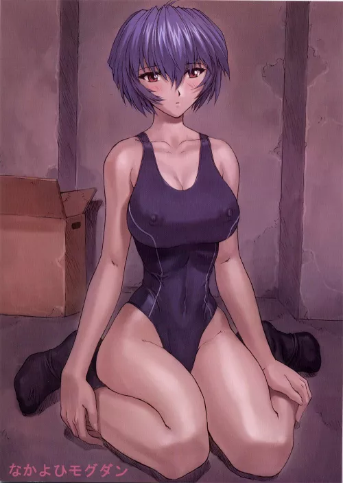 Rei Ayanami in a skimpy black one-piece swimsuit [Evangelion] (Mogudan)