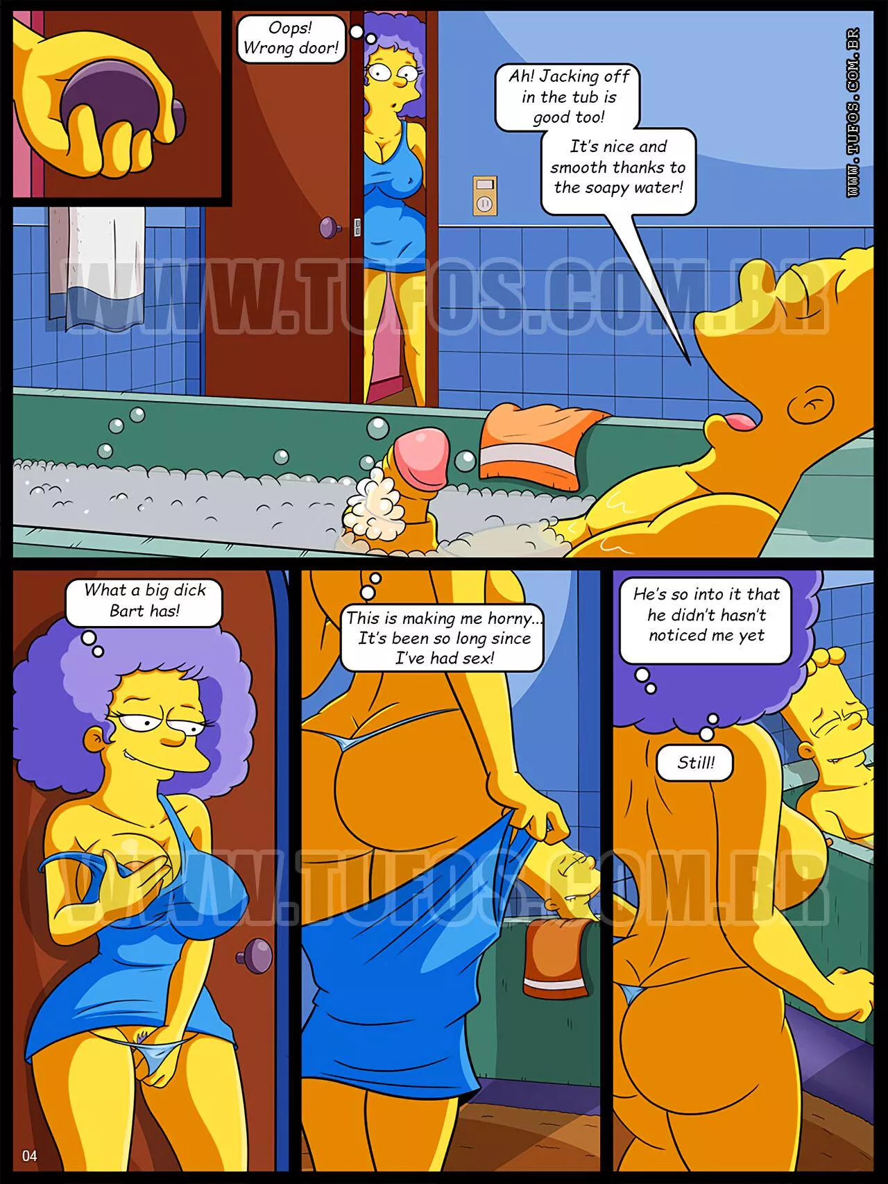 so i was thing we have and continue with the story you can say anyting for this selma has not have sex in 10 years one day. she come and see a college age Bart with the biger cock she ever see