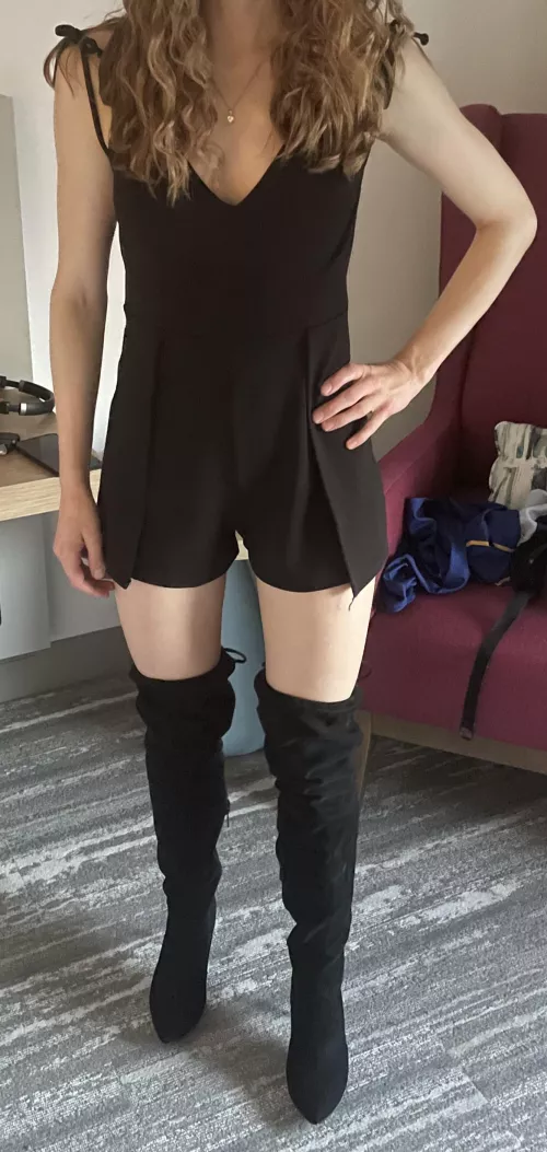 Taking my slick black boots out on the town 