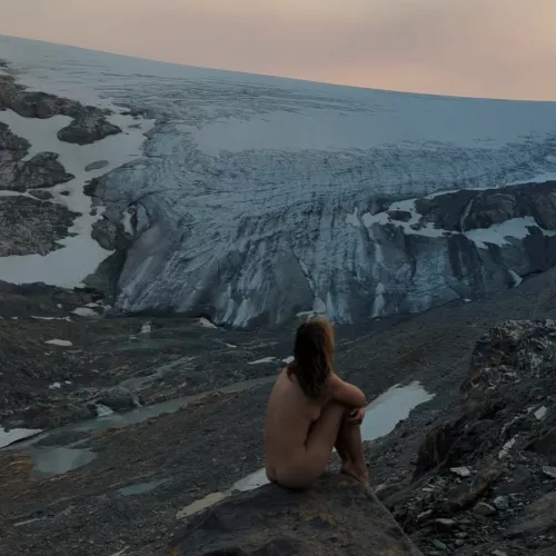 This was such a magical moment, sitting nude watching the sunset over a glacier