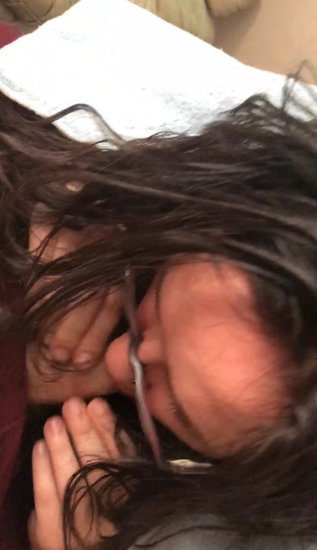 Woke up hubby this morning choking on his fat cock 