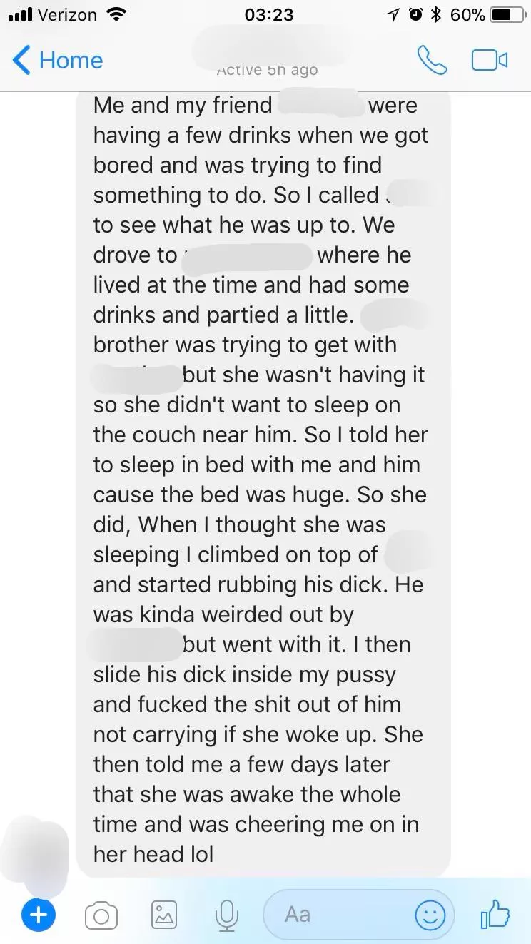 Asked my wife to text me about a hot sex session before we dated. 